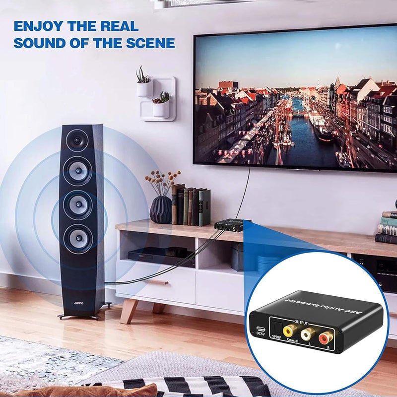 AMANKA HDMI ARC Adapter, ARC Audio Extractor with Digital Optical TOSLINK SPDIF Coaxial and Analog 3.5mm RCA Stereo HDMI ARC to RCA Audio Converter - Image 2